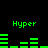 Green pixelated text and bar graphs on a black background, with two instances of 'Hyper' text and changing bar patterns.