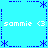 Pixel art icon with cyan background, blue dotted border, and repeated 'sammie <3' text in white pixel font at top and bottom.