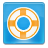 Pixelated circular icon with orange and white segments on a blue background, resembling a life preserver or target.