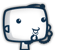 A cartoon character with a rounded square head and small body holds a phone to its ear, displaying sequential mouth movements across frames.
