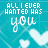 repeated turquoise with white text 'ALL I EVER WANTED WAS YOU' and heart shapes, showing subtle variations in text clarity and heart opacity across frames