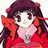 A 48x48 pixel buddy icon featuring a cartoon character with long dark hair and red accessories on the left, next to stylized text reading "Anime IM" and "com" on a black background.