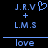 Blue pixelated text and symbols on black background, with one version showing a heart symbol next to 'J.R.V' while the other shows plain letters.