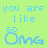 A green background displays repeated text "you are like so OMG" in light blue and white pixelated font across multiple
