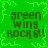 Green background with pixelated text reading 'green wing ROCK 6!!' in four identical quadrants, surrounded by a light green pixelated border.
