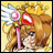A 48x48 pixel buddy icon featuring a character with brown hair, red bow, and pink staff against a yellow background on the left; black background with white text "Anime IM" and signature on the right.
