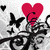 Red heart with black swirls and butterflies on a gray background, featuring subtle animation changes across frames.