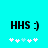Pixelated black text 'HHS )' on cyan background with five white and light blue asterisks below, showing animation change in the fourth asterisk's color.