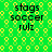 Green background with yellow circular patterns and black text reading "stags soccer rulz" in four identical quadrants.