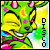 A green cartoon animal with yellow accents winks and smiles, surrounded by pink and orange shapes on a light blue background with vertical "DISCO" text.