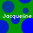 Green background with scattered blue circles and repeated white text reading "Jacqueline" in four positions.