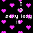 Pixelated icon with black background, pink hearts, and white text reading "sexy lex" with "!!!" and "I <3" symbols.