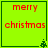 Four identical green square with red text 'merry christmas' and small green tree icons in the bottom-right corners