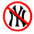 Red prohibition symbol overlays black 'NY' monogram on white background; static image with pixelated rendering.