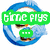 Four circular blue-bordered icons display a cartoon character with green eyes and orange beak, each with distinct text or symbols overlaid.