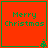 Four identical red square with green borders display "Merry Christmas" text and small tree icons at bottom-right corners