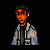 A pixelated animated contact sheet showing two frames: a character with orange skin and green hair in a lab coat on the left, and abstract black symbols on white background on the right.