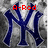 Blue 'NY' logo on gray textured background with red text overlays changing across frames.