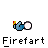 Pixel art animation of a blue hand holding a white or red ball with flame effects, labeled "Firefart" below each frame.