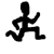 Six black silhouette figures in running poses arranged in two on a white background, showing progressive motion from left to right