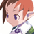 Pixelated anime-style character head with brown and orange hair, purple eyes, elf ears, and a green-and-purple outfit against white background.