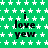 Green background with white star pattern and repeated black text "i love yew" in pixelated font.