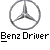 A pixelated silver Mercedes-Benz three-pointed star logo inside a circle above black-and-white text reading 'Benz Driver' on a gray background.