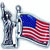 Static pixelated icon depicting a stylized Statue of Liberty figure holding an American flag on a white background.