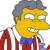 Pixelated yellow-skinned character with gray hair, wearing red jacket over white shirt and blue bow tie, holding purple object.