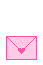 A 3x3 contact sheet of seven pink envelope icons with heart motifs in various states of opening and floating hearts, displayed on a gray background.