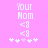Pixelated pink background with white text 'Your Nom' and three '<8' symbols above five star-like shapes, two of which are light purple.