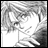 A black-and-white anime-style character icon with text elements on a dark background, presented as part of an animated contact sheet.