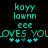 Pixelated teal text on black background with animated heart symbols changing color between frames.