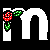 Pixelated white arches with red roses and green leaves on black background; two identical frames show static floral arrangement.