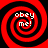 Four identical red and black spiral patterns arranged in a , each containing the text "obey me!" in white pixelated font