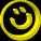 A contact sheet of six animated frames showing a yellow circular icon with a smiling face rotating through different angles against a black background.