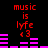 Red text reads 'music is lyfe <3' above pink audio equalizer bars on black background, with equalizer bar heights changing across frames.