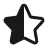 Black star outline with solid black left half on white background, pixelated rendering.