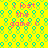 A bright yellow background with repeating cyan circular patterns contains four identical pink text phrases reading "i lost the game :(" arranged in a