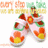Pixelated icon with pink background, orange and yellow flowers with green leaves, and partial text fragments in peach and light green.