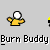 Animated contact sheet showing a yellow stick figure character's fire-based transformation sequence with text labels and flame effects across 15 frames.