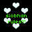 Black background with white pixelated hearts and green text reading "siobhan rules!!!" in multiple positions.
