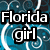 Pixelated graphic with 'Florida girl' text over blue and white wave-like background.