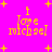 Bright pink background with yellow plus signs and pixelated text reading "i love michael" in four quadrants.