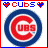 Six -aligned display identical pixelated 'Cubs' logos with red text, blue borders, and heart symbols above each logo