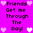 Pixelated text and heart symbols on a bright pink background, with repeated phrases and alternating light/pink hearts.