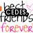 A static digital graphic with repeating text elements and decorative symbols in black, pink, orange, and white.