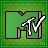 Pixelated green square icon with dark brown border containing stylized white 'MTV' text over a large green 'M' shape.