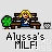 Pixel art animation of a blonde girl on a park bench with green trees, showing sequential changes in character pose and speech bubble text.