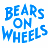 Pixelated cartoon bears riding bicycles with 'BEARS ON WHEELS' text in blue block letters above them.